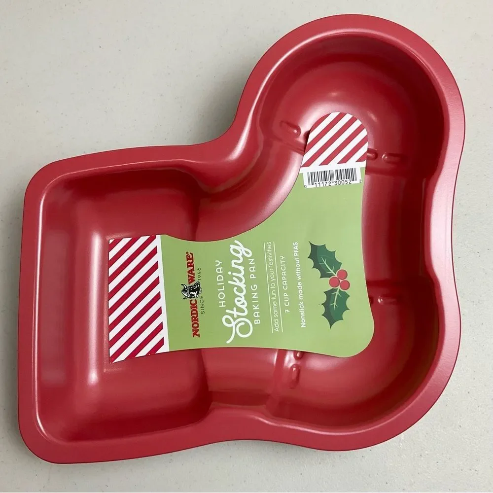 Nordicware Stocking Cake Pan New Red Holiday Christmas Baking Steel Nonstick
